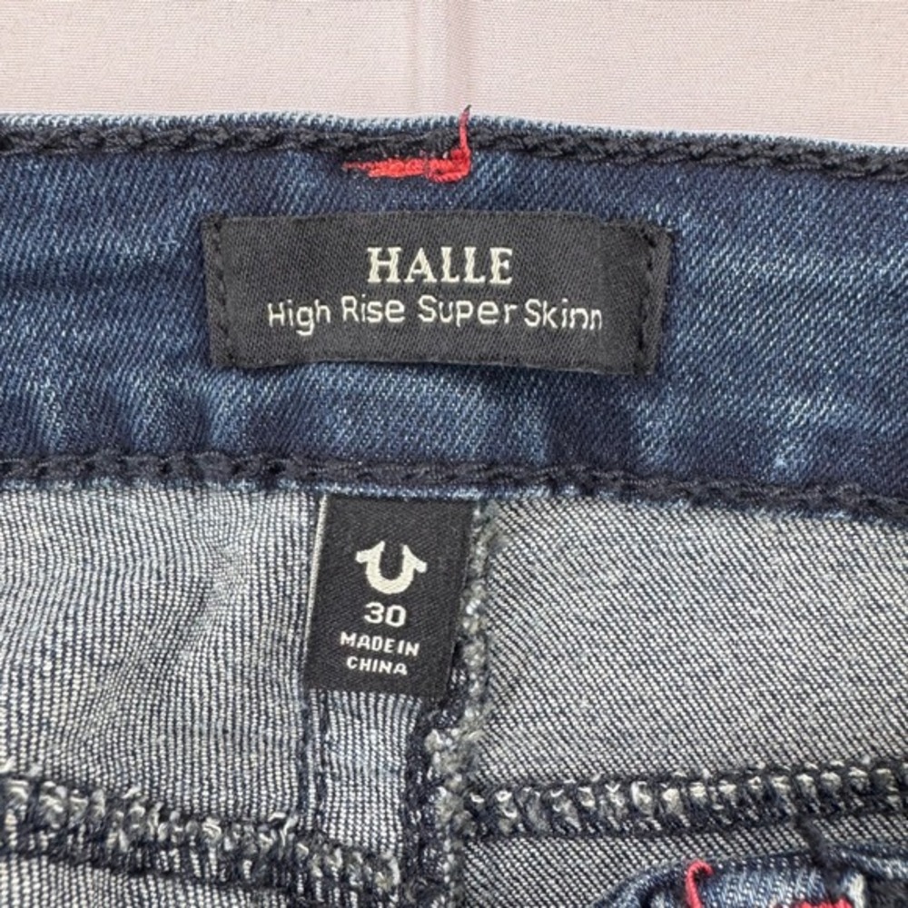 True Religion Halle Big T HR Flap Skinny‎ Jeans Dark Rejuvenating Wash Size 30 - Picture 9 of 9